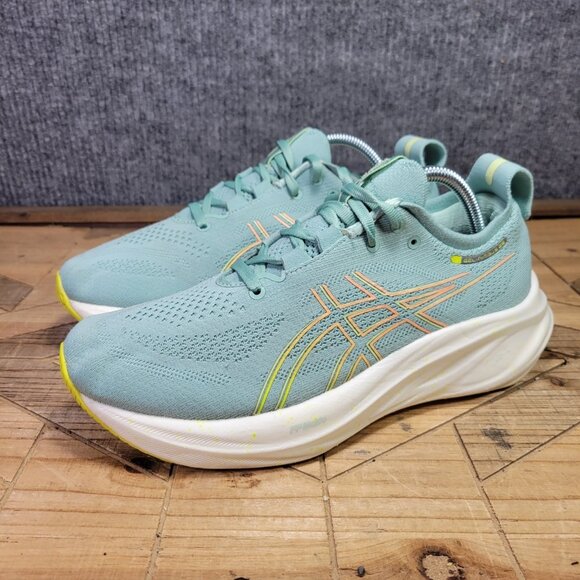 Asics Gel-Nimbus 26 Women 9.5 Wide Light Celadon Yellow Daily Road Running Shoes - Picture 2 of 12